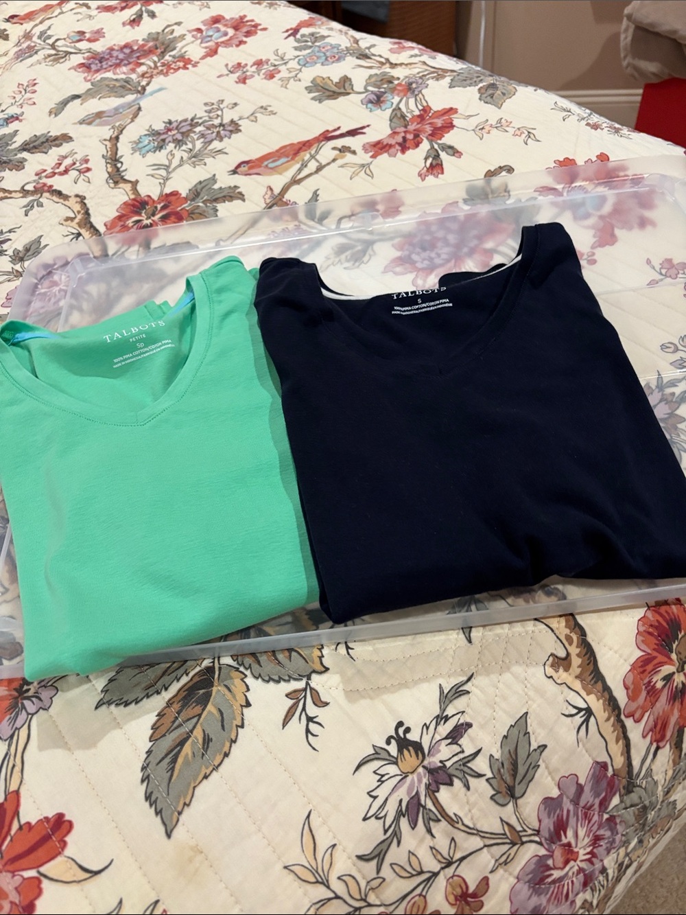 Talbots Kids Short Sleeve V-Neck Tees in Mint and Navy